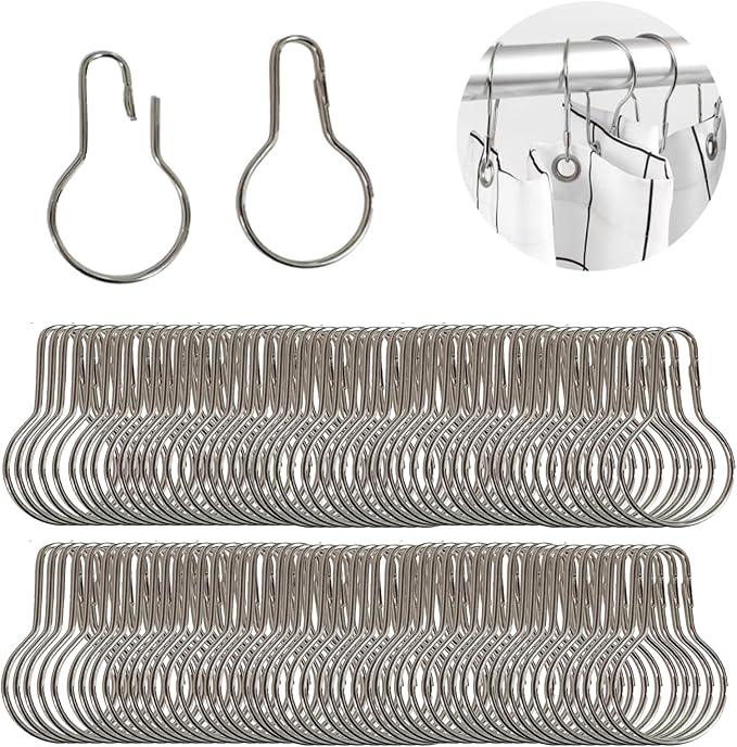 AHYCS 100Pcs Shower Curtain Hooks - Rust-Resistant, Decorative Metal Rings - Easy-to-Install for Bathroom Curtains, Rods, and Liners - ModernBath
