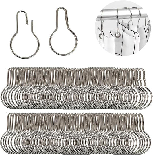 AHYCS 100Pcs Shower Curtain Hooks - Rust-Resistant, Decorative Metal Rings - Easy-to-Install for Bathroom Curtains, Rods, and Liners - ModernBath