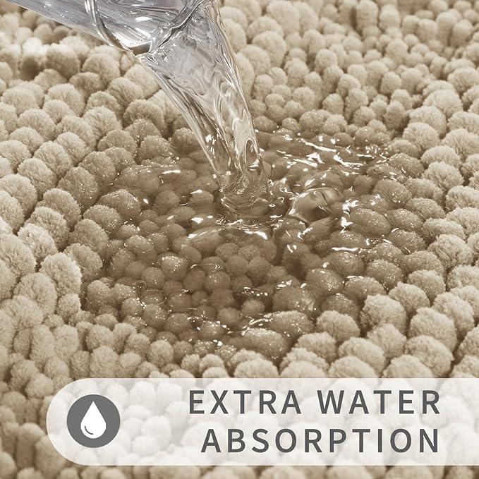 Yimobra Toilet Rugs U Shaped Washable 24 x 20, Non Slip and Super Absorbent Toilet Mat, Quick Dry, Ultra Luxury Microfiber Chenille Plush Fluffy Contour Bath Rugs for Toilet Base, Camel - ModernBath