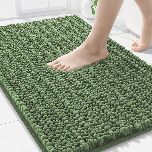 Arotive Luxury Chenille Bathroom Rug Mat, Extra Soft Thick Absorbent Shaggy Bath Rugs, Non-Slip Machine Wash Dry, Plush Bath Mats for Bathroom, Shower and Tub, 34x21, Olive Green - ModernBath