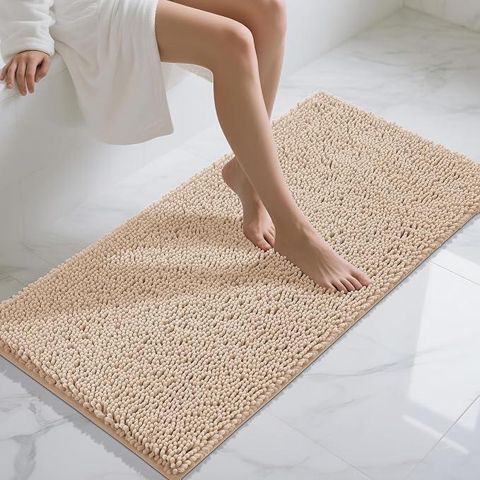 Yimobra Long Bathroom Rugs 47"x24", Extra Soft Non Slip Bath Mat for Tub, Super Absorbent Quick Dry Shaggy Rug Floor Carpet, Machine Washable,Beige - ModernBath