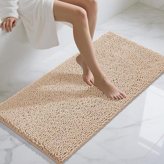 Yimobra Long Bathroom Rugs 47"x24", Extra Soft Non Slip Bath Mat for Tub, Super Absorbent Quick Dry Shaggy Rug Floor Carpet, Machine Washable,Beige - ModernBath