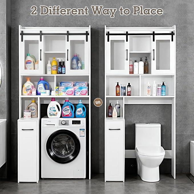 Extendable Rolling Drawer-Style Toilet Storage Cabinet. Conveniently Mobile. Sliding Storage Doors. Adjustable Shelving. Compact Bathroom Storage. Toilet Paper Holder. Bathroom, Toilet, Laundry Room - ModernBath