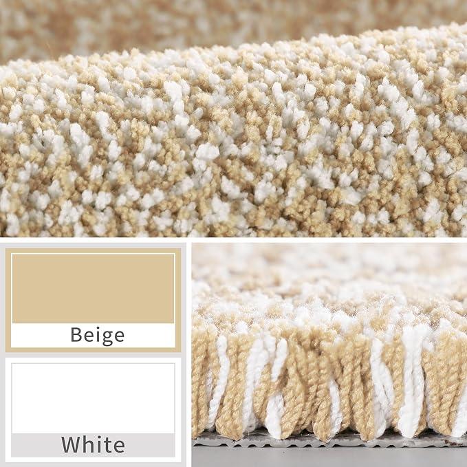 Yimobra Bathroom Rugs Non Slip Washable Ultra Soft Absorbent Microfiber Bath Mat, Dual-Tone Decor Rug with Rubber Backing for Bathroom Floor, Tub and Shower,24x17,Home Essentials,Light Beige & White - ModernBath