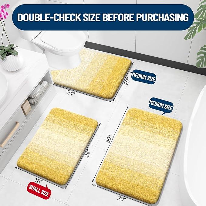 OLANLY Bathroom Runner Rugs 47x20, Extra Soft Absorbent Microfiber Bath Rugs, Rubber Backing, Quick Dry, Machine Washable Bath Mats for Bathroom Floor, Tub and Shower, Home Decor Accessories, Yellow - ModernBath