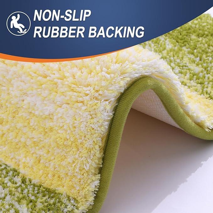 OLANLY Luxury Toilet Rugs U-Shaped 24x20, Extra Soft and Absorbent Microfiber Bathroom Rugs, Non-Slip Plush Shaggy Bath Mat, Machine Wash Dry, Contour Bathroom Mats for Toilet Base, Olive Green - ModernBath