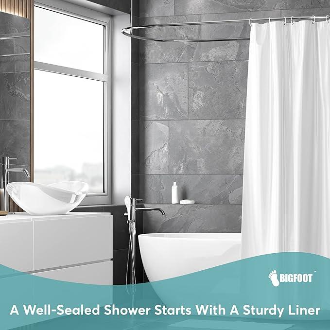 BigFoot Clear Shower Curtain Liner - 72x72 Odorless Plastic with Magnets, Washable Long Bathroom Curtain - Premium PEVA Waterproof Bath Shower Liner, Rust-Proof Bathroom Essentials - ModernBath