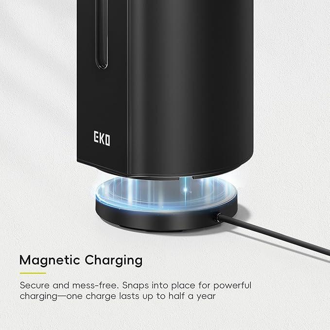 EKO Aroma Pro 13.5 fl oz Touchless Automatic Liquid Soap Dispenser, Rechargeable Hand & Dish Soap Dispenser for Bathroom and Kitchen, Waterproof, Adjustable Volume Control (Matte Black) - ModernBath
