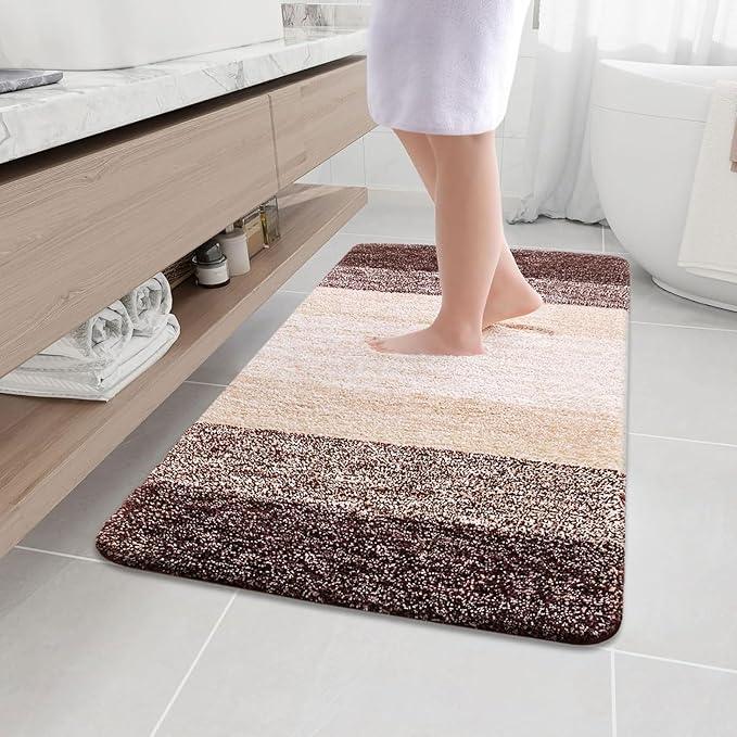 Arotive Microfiber Bathroom Rugs, Shaggy Soft and Absorbent Bath Rug, Non-Slip, Thick Plush Machine Washable Dry Bath Mats for Bathroom, Tub and Shower, 44x32, Brown, Rectangular - ModernBath