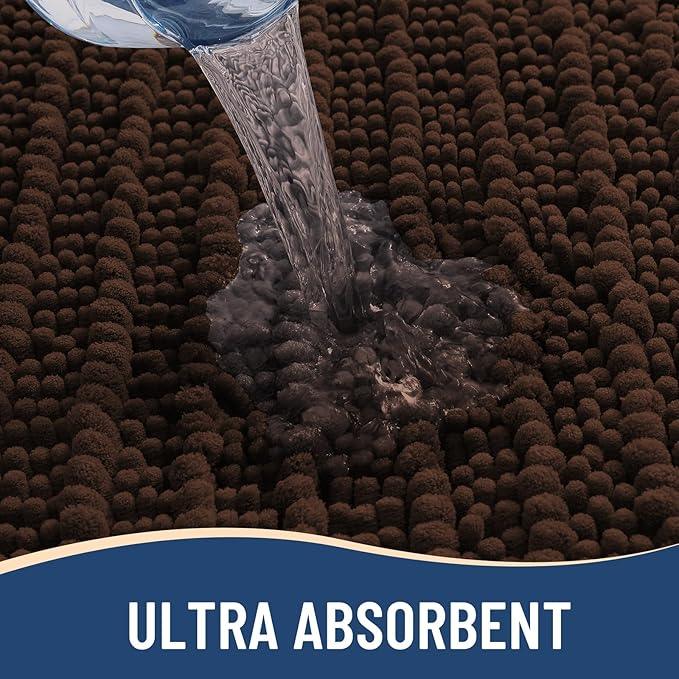 Arotive Luxury Chenille Bathroom Rug Mat, Extra Soft Thick Absorbent Shaggy Bath Rugs, Non-Slip Machine Wash Dry, Plush Bath Mats for Bathroom, Shower and Tub, 40x32, Brown - ModernBath