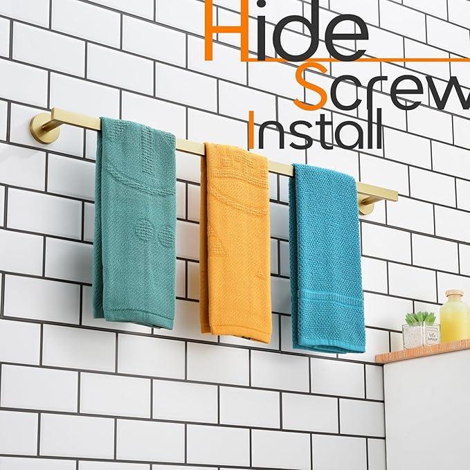 32 Inch Bathroom Towel Bar Bath Towel Rack Kitchen Towel Holder Long Towel Rails Wall Mounted SUS304 Stainless Steel Brushed Gold AN4001GD-L32 - ModernBath