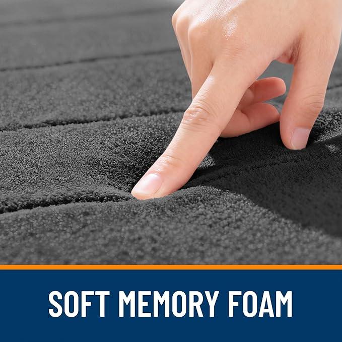 OLANLY Memory Foam Long Bathroom Rugs Runner 70x24, Super Soft Absorbent Bath Mat, Quick Dry, Machine Washable Shower Floor Rugs, Bathmat Carpet, Bathroom Home Decor Accessories, Black - ModernBath