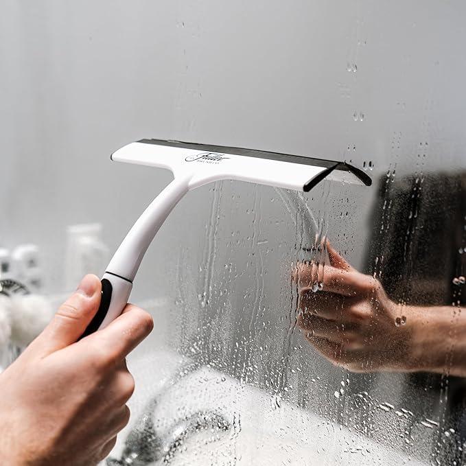 Fuller Brush Easy Grip Handheld Squeegee - for Shower Walls, Doors, Tub Surfaces, Windows, Mirrors & Vehicle Windshields - ThermoPlastic Rubber Blade - Comfort Grip Handle with Built-in Finger Groove - ModernBath