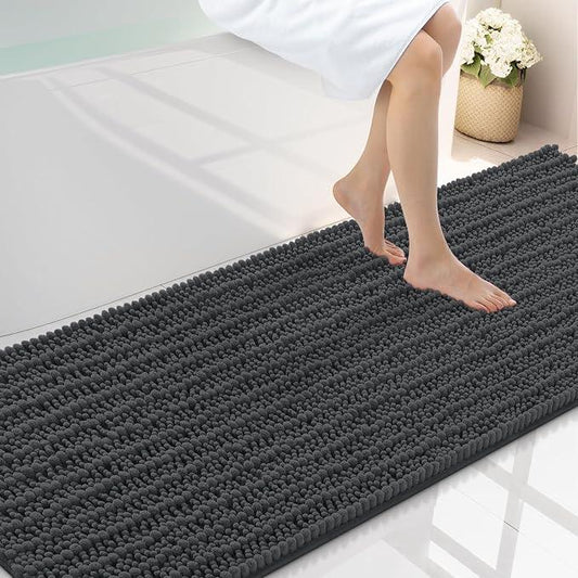 Smiry Bathroom Rugs Mat 70x24, Extra Soft Absorbent Chenille Bath Rugs, Non Slip Rubber Backing Machine Washable Quick Dry Bath Mats for Bathroom Floor, Tub, Shower, Home Decor Accessories, Dark Grey - ModernBath