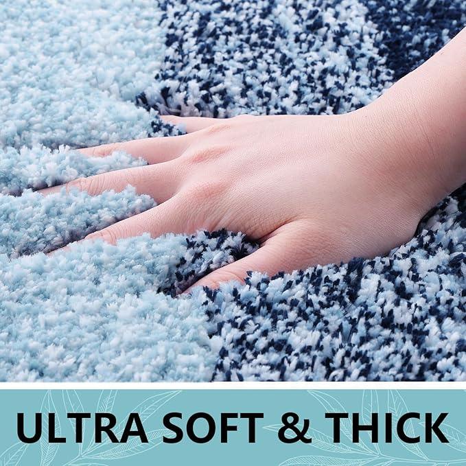 Arotive Microfiber Bathroom Rugs, Shaggy Soft and Absorbent Bath Rug, Non-Slip, Thick Plush Machine Washable Dry Bath Mats for Bathroom, Tub and Shower, 59x20, Dark Blue, Rectangular - ModernBath