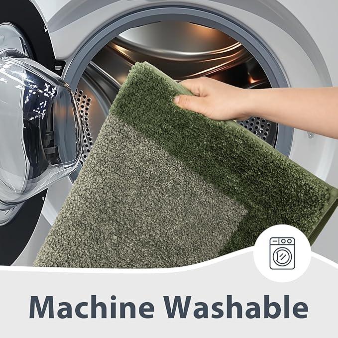 anllugs Bathroom Rugs 24" x 60", Non-Slip Extra Soft Absorbent Bath Rugs, Machine Washable Quick Dry Bath Mats for Bathroom Floor, Shower, Bathtub and Sink, Sage Green & Budding Green - ModernBath