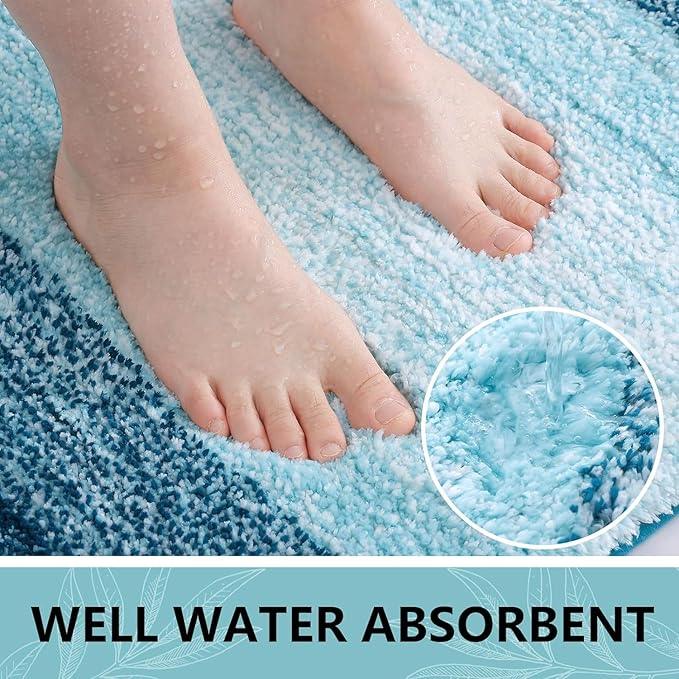 Arotive Microfiber Bathroom Rugs, Shaggy Soft and Absorbent Bath Rug, Non-Slip, Thick Plush Machine Washable Dry Bath Mats for Bathroom, Tub and Shower, 54x24, Peacock Blue, Rectangular - ModernBath