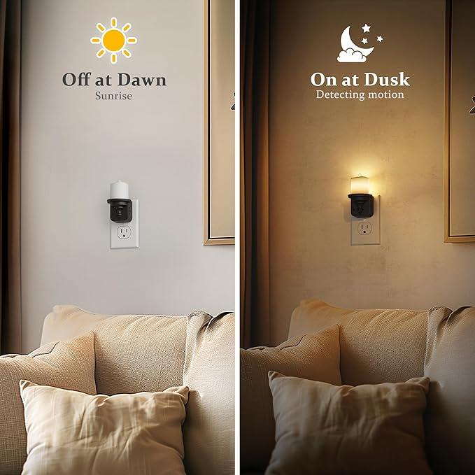 JandCase Flameless Candle Night Light, 2 Pack Night Lights Plug into Wall, 3000K Soft White, 0-100LM Dimmable Nightlight, Dusk to Dawn Sensor Light for Dinning Room, Living Room, Bathroom, Hallway - ModernBath