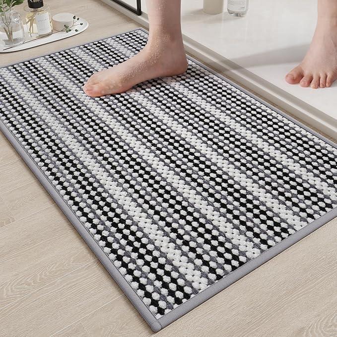 YDKGL YDKGLSuper Absorbent Non Slip Bath Mats for Bathroom,FloorShower,Sink.Machine Washable Bathroom Rugs,Rubber Backed Bathroom Mats，Ultra Soft (Black 24x35) - ModernBath