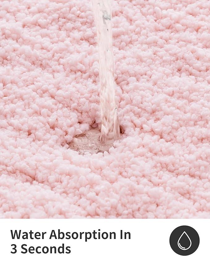 ILANGO Dark Pink Bathroom Rugs 24" × 17" Small Non Slip & Super Absorbent Extra Thick Soft, Washable Bath Mat for Floor, Microfiber Plush Shaggy Bath Rug with Rubber for Bathtub Shower Room Sink - ModernBath