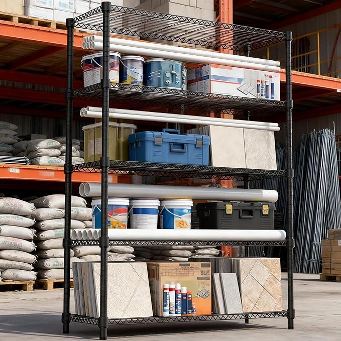 5 Tiers Shelf 1750 lbs Steel Storage Shelving Utility Shelving Unit Steel Organizer Wire Rack for Home,Kitchen,Office,Garage Black 17.7" D x 47.2" W x 72.4" H - ModernBath