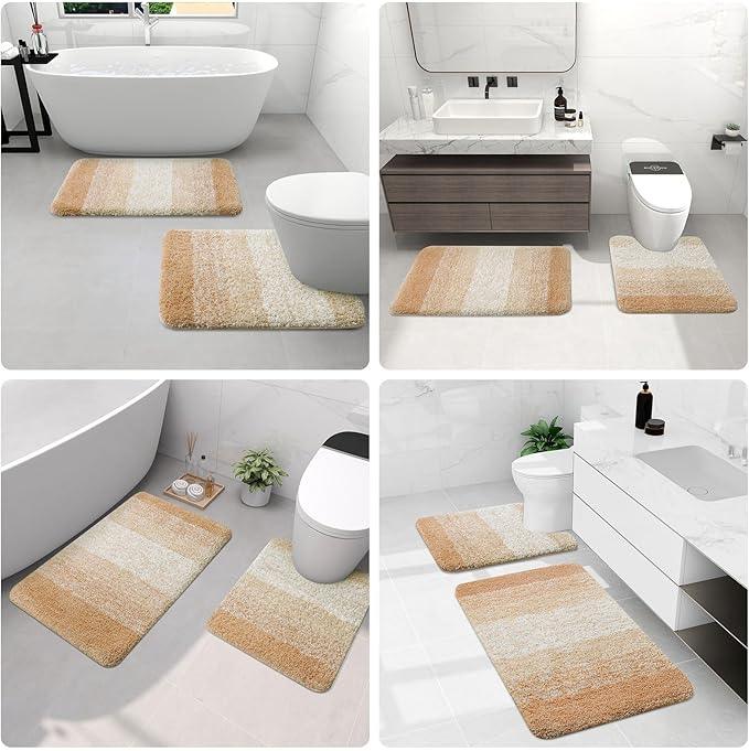Arotive Microfiber Bathroom Rugs, Shaggy Soft and Absorbent Bath Rug, Non-Slip, Thick Plush Machine Washable Dry Bath Mats for Bathroom, Tub and Shower, 59x20, Beige - ModernBath