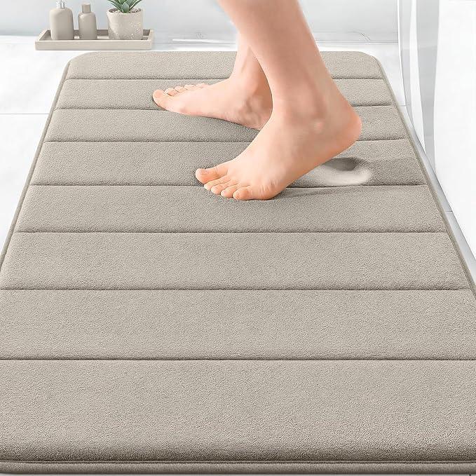 OLANLY Memory Foam Bath Mat 30x20, Super Soft Absorbent Bathroom Rugs, Quick Dry, Machine Washable Shower Floor Rugs, Bathmat Carpet, Bathroom Home Decor Accessories, Warm Taupe - ModernBath