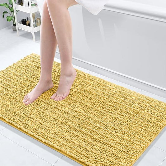 Arotive Luxury Chenille Bathroom Rug Mat, Extra Soft Thick Absorbent Shaggy Bath Rugs, Non-Slip Machine Wash Dry, Plush Bath Mats for Bathroom, Shower and Tub, 54x24, Yellow - ModernBath