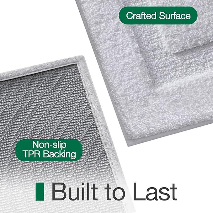 LUMI Large Ultra Soft Bathroom Rugs Non Slip with Rubber Backing, Absorbent Washable Bath Mat Quick Dry, Upgraded Premium Microfiber Plush Carpet for Bathtub and Shower Floor, White, 24x43 - ModernBath