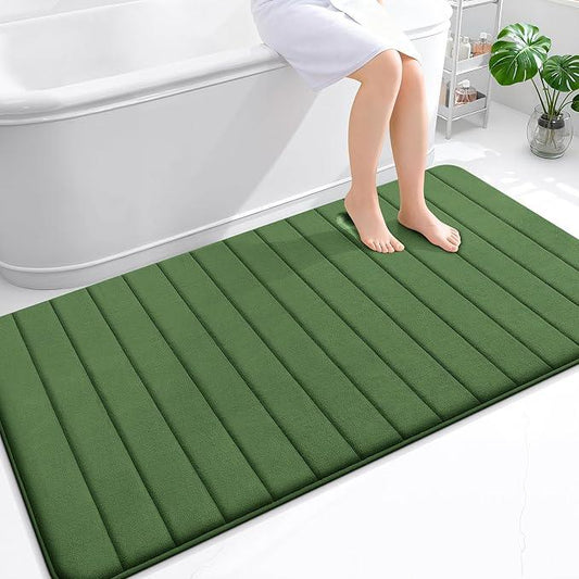 OLANLY Memory Foam Bath Mat 59x35, Super Soft Absorbent Bathroom Rugs, Quick Dry, Machine Washable Shower Floor Rugs, Bathmat Carpet, Bathroom Home Decor Accessories, Olive Green - ModernBath