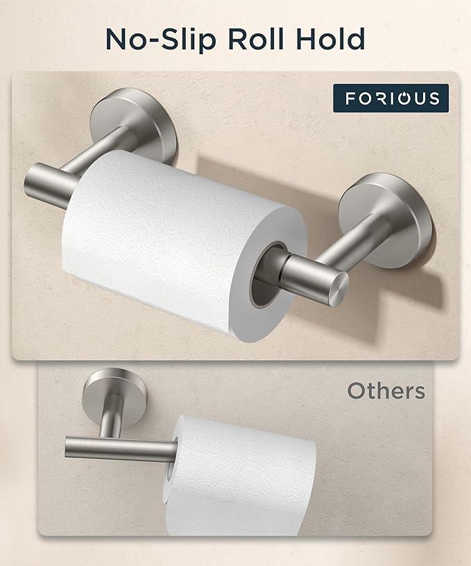 FORIOUS Toilet Paper Holder Wall Mount, Stainless Steel Rustproof Double Post Pivoting Tissue Roll Holder for Bathroom, Commercial Toilet Paper Dispenser (2 Pack, Stainless Steel) - ModernBath