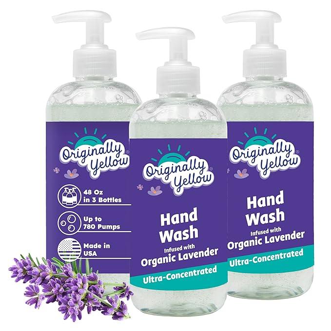 Originally Yellow Plant-Based Hand Soap All Natural Infused with Organic Lavender | Gentle Natural Hand Soap | Pet & Baby-Safe Soap, 16 Fl Oz (3-Pack) - ModernBath