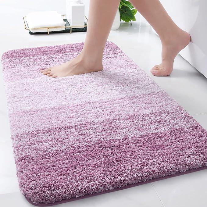 Arotive Microfiber Bathroom Rugs, Shaggy Soft and Absorbent Bath Rug, Non-Slip, Thick Plush Machine Washable Dry Bath Mats for Bathroom, Tub and Shower, 30x20, Purple, Rectangular - ModernBath