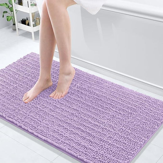 Arotive Luxury Chenille Bathroom Rug Mat, Extra Soft Thick Absorbent Shaggy Bath Rugs, Non-Slip Machine Wash Dry, Plush Bath Mats for Bathroom, Shower and Tub, 54x24, Light Purple - ModernBath
