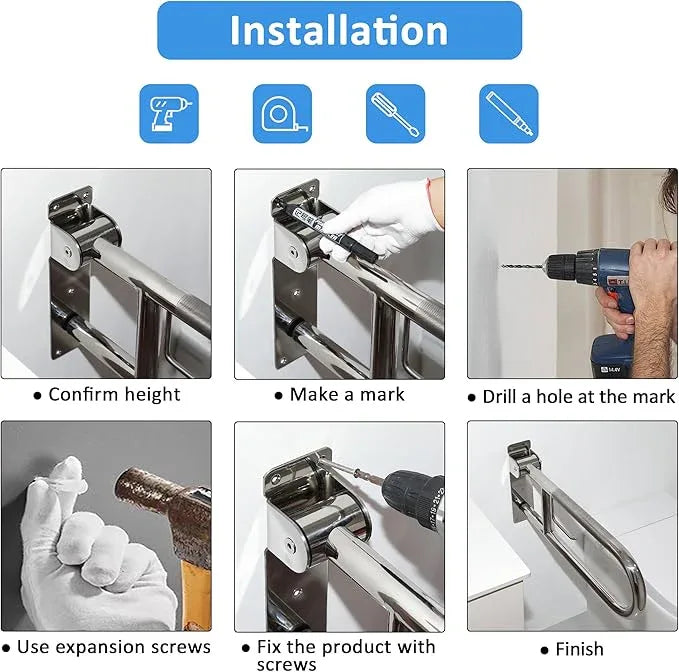 Handicap Grab Bar, 29.5 Inch Stainless Steel Toilet Safety Rails, Disabled Flip-Up Bathroom Grab Bars with Paper Holder, Anti-Slip Toilet Handrails Hand Grips Handicap Grab Bars for Elderly - ModernBath