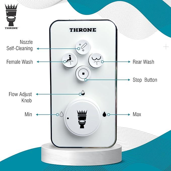 Throne Bidet Attachment for Toilet – USA Patented - Non-Electric Self Cleaning Cold Water Sprayer Double Nozzle (Frontal & Rear Wash) Bidet Toilet Seat Attachment, Easy Install (White) - ModernBath