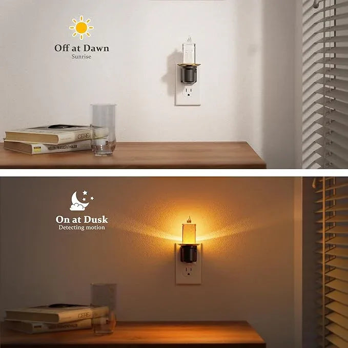 JandCase Night Lights Plug into Wall, 2 Pack Flameless Candle Night Light, 2000K Amber, Dusk to Dawn Sensor Nightlight, 0-100LM Dimmable Nightlight for Dinning Room, Living Room, Bathroom, Hallway - ModernBath