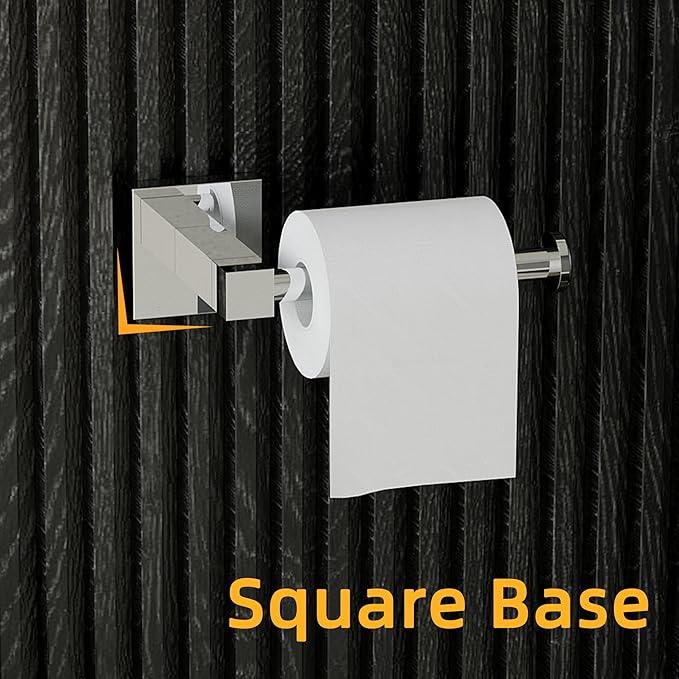 RUACQ Toilet Paper Holder Wall Mount,Square Base Tissue Roll Holder for Bathroom,Toilet Roll Holder Stainless Steel(Chrome) - ModernBath