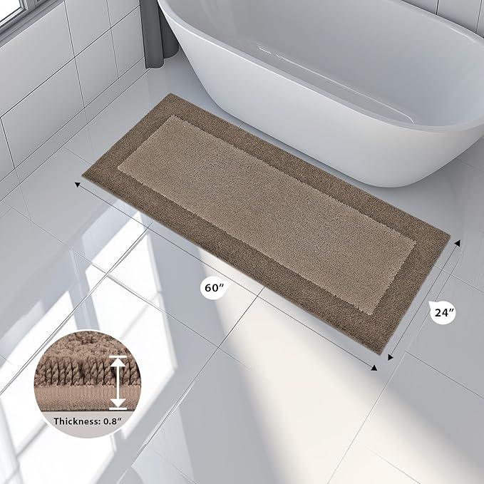 anllugs Bathroom Rugs 24" x 60", Non-Slip Extra Soft Absorbent Bath Rugs, Machine Washable Quick Dry Bath Mats for Bathroom Floor, Shower, Bathtub and Sink, Grayish Brown & Coffee - ModernBath