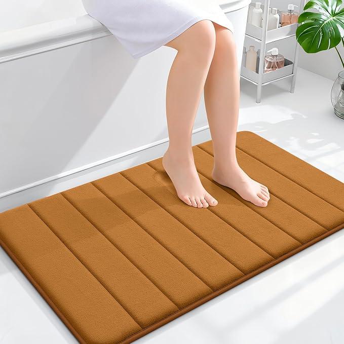 OLANLY Memory Foam Bath Mat 36x24, Super Soft Absorbent Bathroom Rugs, Quick Dry, Machine Washable Shower Floor Rugs, Bathmat Carpet, Bathroom Home Decor Accessories, Ochre - ModernBath