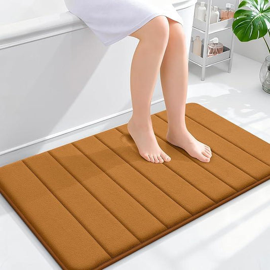 OLANLY Memory Foam Bath Mat 36x24, Super Soft Absorbent Bathroom Rugs, Quick Dry, Machine Washable Shower Floor Rugs, Bathmat Carpet, Bathroom Home Decor Accessories, Ochre - ModernBath