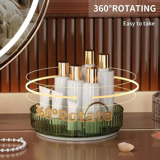 YCIA&DONE 360 Rotating Makeup Organizer and Storage for Vanity Countertop 1 Tier, High Capacity Cosmetic Skincare Perfume Organizers for Dresser Bathroom Fridge Lazy Susan (Vintage Green) - ModernBath