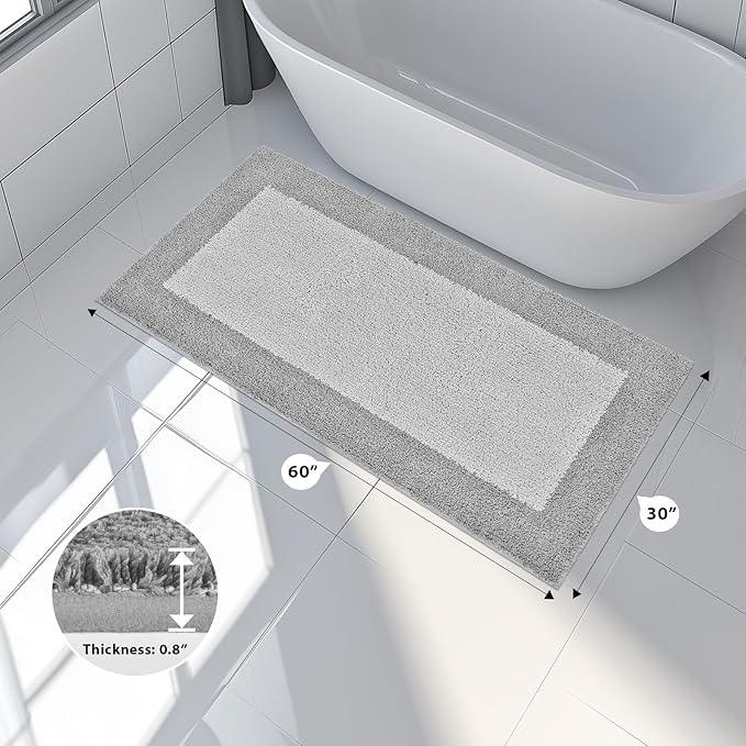 anllugs Bathroom Rugs 30" x 60", Non-Slip Extra Soft Absorbent Bath Rugs, Machine Washable Quick Dry Bath Mats for Bathroom Floor, Shower, Bathtub and Sink, Light Grey & Grey - ModernBath