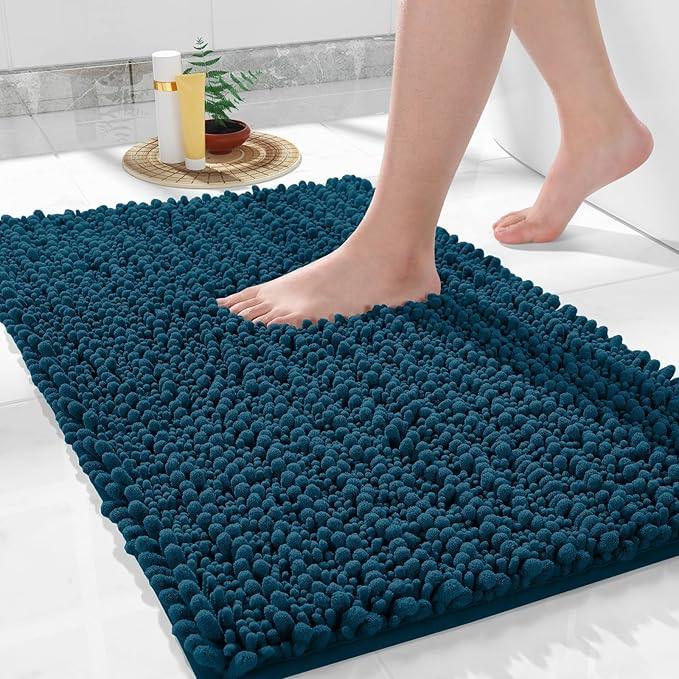 Yimobra Bathroom Rugs Non Slip Washable - Ultra Soft Absorbent Chenille Bath Mat, Quick Dry Shaggy Floor Carpet for Tub Shower, Rustic Turquoise Home Decor Accessories, 24x17 Inch - ModernBath