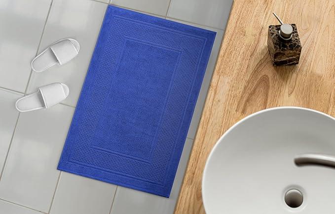 Avalon Towels Blue Bath Mat - 100% Cotton Set of 2 Absorbent Bathmat - Bathroom Mats Quick Dry Bath Mats for Bathrooms (22x34 Inches) - ModernBath