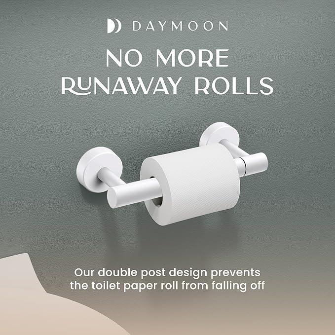 Day Moon™ Matte White Toilet Paper Holder Wall Mount - Modern Pivoting Toilet Paper Roll Holder - ModernBath