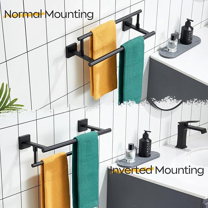 KOKOSIRI Bathroom Towel Bars 16 Inch Towel Rails Matte Black 40CM Hand Towel Holder for Kitchen Garage Wall Stainless Steel B5009BK-L16 - ModernBath