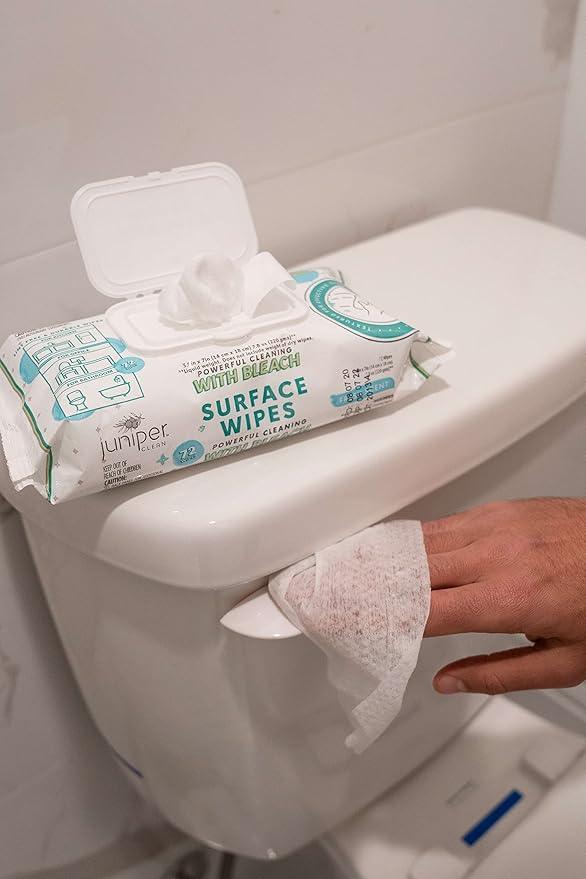 Juniper CLEAN 3 Pack Surface Cleaning Wipes with Bleach, All-Purpose Cleaner for Bathroom, Kitchen, Office, 216 Count Soft Flow, Fresh Scent, Lint Free & Durable - ModernBath