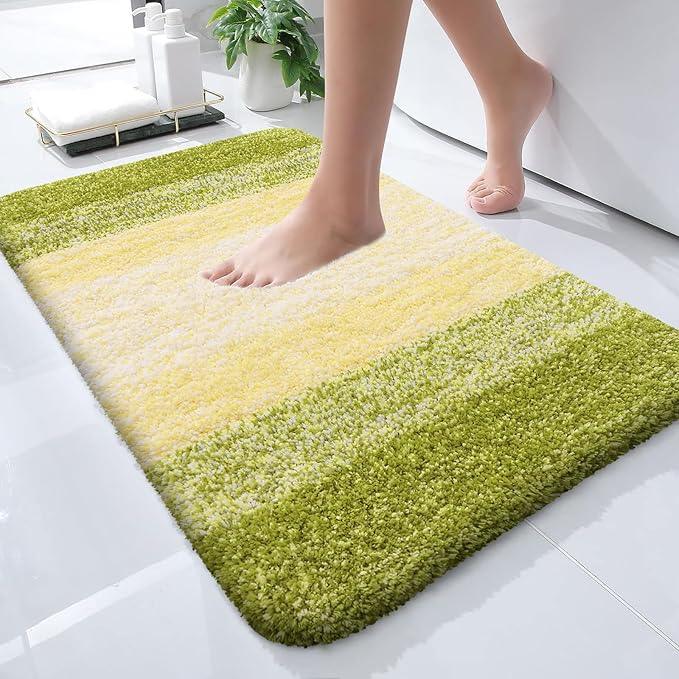 OLANLY Bathroom Rugs Mat 24x16, Extra Soft Absorbent Microfiber Bath Rugs, Rubber Backing, Quick Dry, Machine Washable Bath Mats for Bathroom Floor, Tub and Shower, Home Decor Accessories, Olive Green - ModernBath