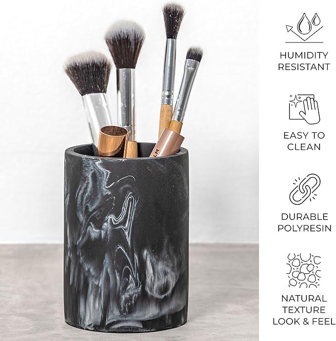 ZCCZ Bathroom Accessories Set, 4-Piece Marble Pattern with Soap Dispenser, Toothbrush Holder, Tumbler, and Soap Dish for Modern Bath Décor, Elegant and Durable Design for Home or Office Bathrooms - ModernBath